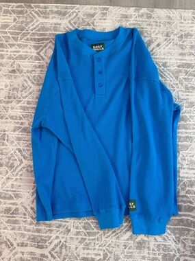 Daily Drills Waffle Henley Long Sleeve in Tide